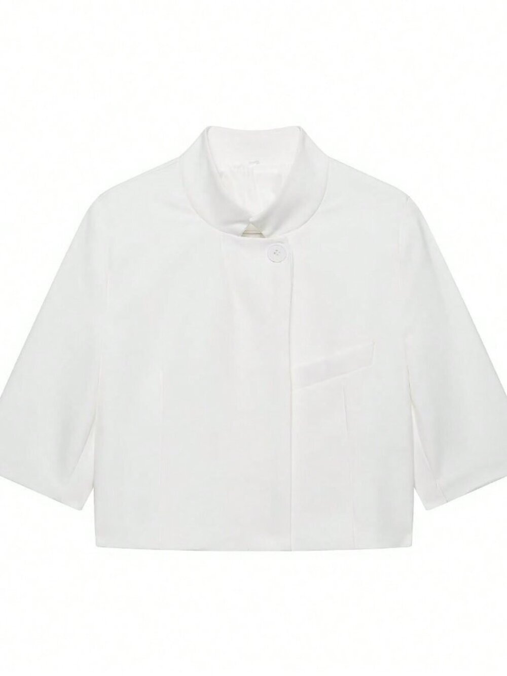 White Casual Women's Minimalist Versatile Short Sleeve Cropped Blazer - Picture 5 of 9